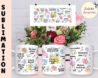 Muggdesign med affirmationer för självkärlek: Svordomar, mental hälsa (digital nedladdning)