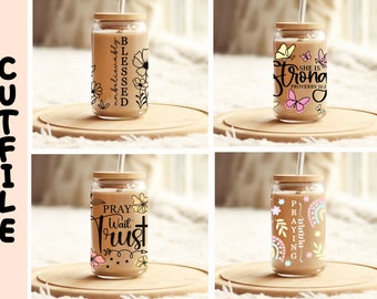 Faith Svg Bundle Libbey Glass Wrap Svg, Christian 16oz  Beer Can Glass Cut Files, Bible Verse Tumbler Wrap , Religious, Scripture Bundle Svg