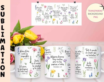 SPANISCHEr Bibelvers Png 11oz / 15oz TASSE Sublimation Designs, Tassensublimation Png, Do it Yourself, christliches Geschenk für Sie, digitaler Download