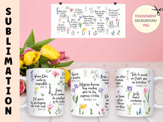 Spanish Bible Verse Mug Sublimation Designs: Christian Gift (Digital Download)
