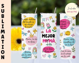 Spanish Mom Tumbler Sublimation Design, Mothers Day 20oz Skinny Wrap (Digital Download)
