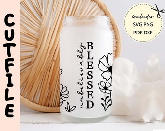 Blessed Libbey Glass Wrap SVG: Christian Beer Cup Cut File (Digital Download)