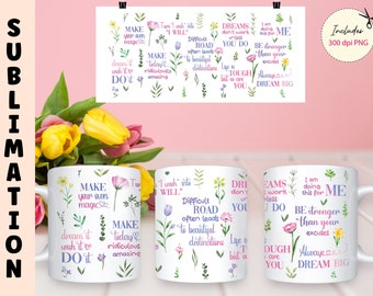 Affirmations Mug Sublimation Designs: Inspirational DIY Gift (Digital Download)