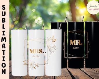 Mr. and Mrs. Wedding Tumbler Sublimation Designs (Digital Download)
