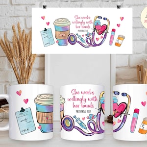 Nurse Mug Sublimation Designs, Coffee Mug Wrap Nurse, 11 / 15 oz Mug template, Nurse Gifts, Do it Yourself, Digital Download