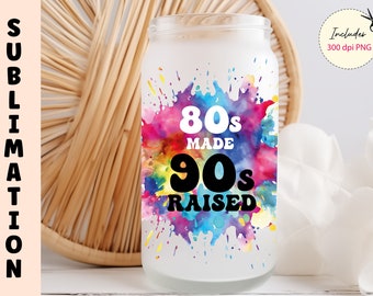 Retro 90s Nostalgia 16oz Glass Can Wrap Sublimation Design (PNG)