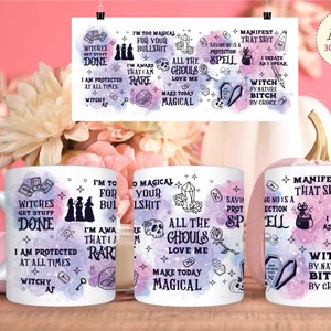 Witch Mug Sublimation Designs: Swear Affirmations, Halloween Coffee Mug (Digital Download)