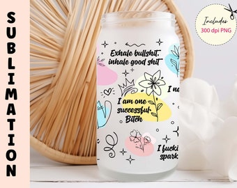 Self Love Affirmations 16oz Glass Can Wrap Sublimation Design (Digital Download)