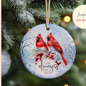 Kardinal Weihnachtsverzierung PNG, Sublimation Designs, Kardinal Ornament Gedenk Sublimation PNG, In liebevoller Erinnerung, Do it Yourself