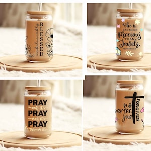 Christian Svg Bundle Libbey Glass Wrap Svg, Faith 16 oz Glass Beer Cup Cut Files, Bible Verse Tumbler Wrap , Religious, Scripture Bundle Svg