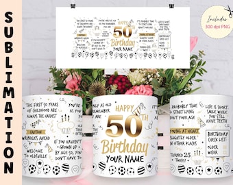 Rolig 50-årsdagsmuggomslag PNG: Sarkastiska citat (digital nedladdning)