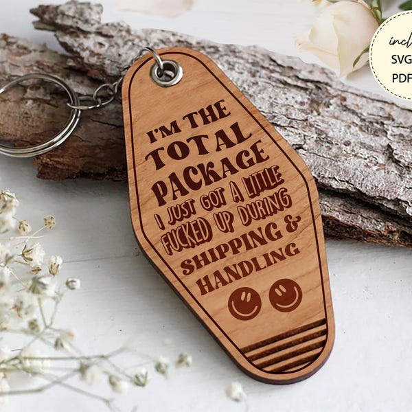 Sarcastic Motel Keychain SVG Bundle: Retro Laser Cut File (Digital Download)