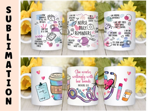 Nurse Coffee Mug Sublimation Template Bundle (11oz & 15oz PNG)