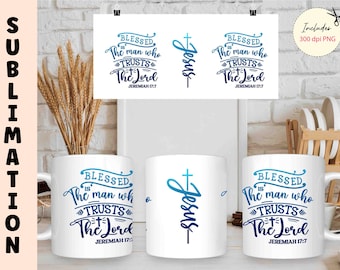 Blessed Man Christian Mug Sublimation Design (Digital Download)