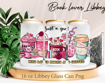 Book Lover Coffee 16 oz Libbey Glass Can Tumbler PNG