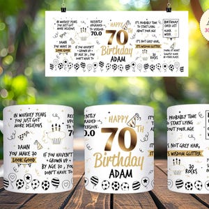 Funny 70th Birthday Mug Wrap: Sarcastic Quote Design (Digital Download)