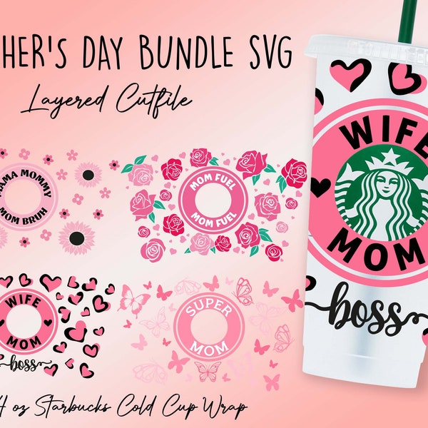 Mother's Day  24oz Cold Cup Svg Mama Bruh Svg Mom Fuel Svg Mom Wife Boss Svg Super Mom Cup Svg Mama Cup Svg for Cricut