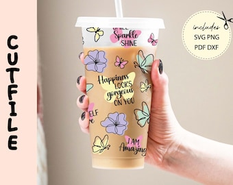 Inspirational Quote SVG Cold Cup 24oz Wrap, NO HOLE Cold Cup Self Love Svg,  Motivational Quote Coffee Cup, Positive Quote Tumbler Png - Etsy