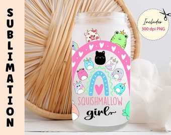 Squishmallow Girl Glass Can Wrap Sublimation Design (Digital Download)