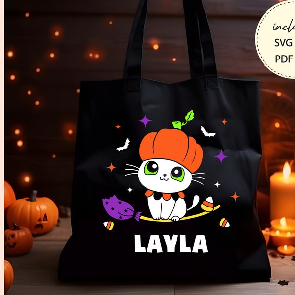 Trick or Treat Bag SVG, Personalized Halloween Treat Bags,  Bag of Treats SVG, Halloween Gift for Kids, Kids Halloween Svg, Do it yourself