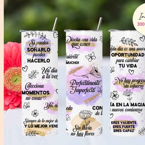Spanish Motivational Quotes Tumbler Sublimation Design (PNG)