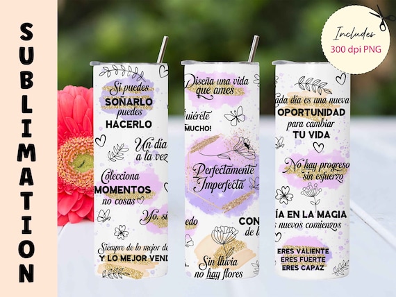 Spanish Motivational Quotes Tumbler Sublimation Design (PNG)