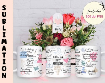 Christian Daily Reminders Mug Sublimation Design (PNG Template)