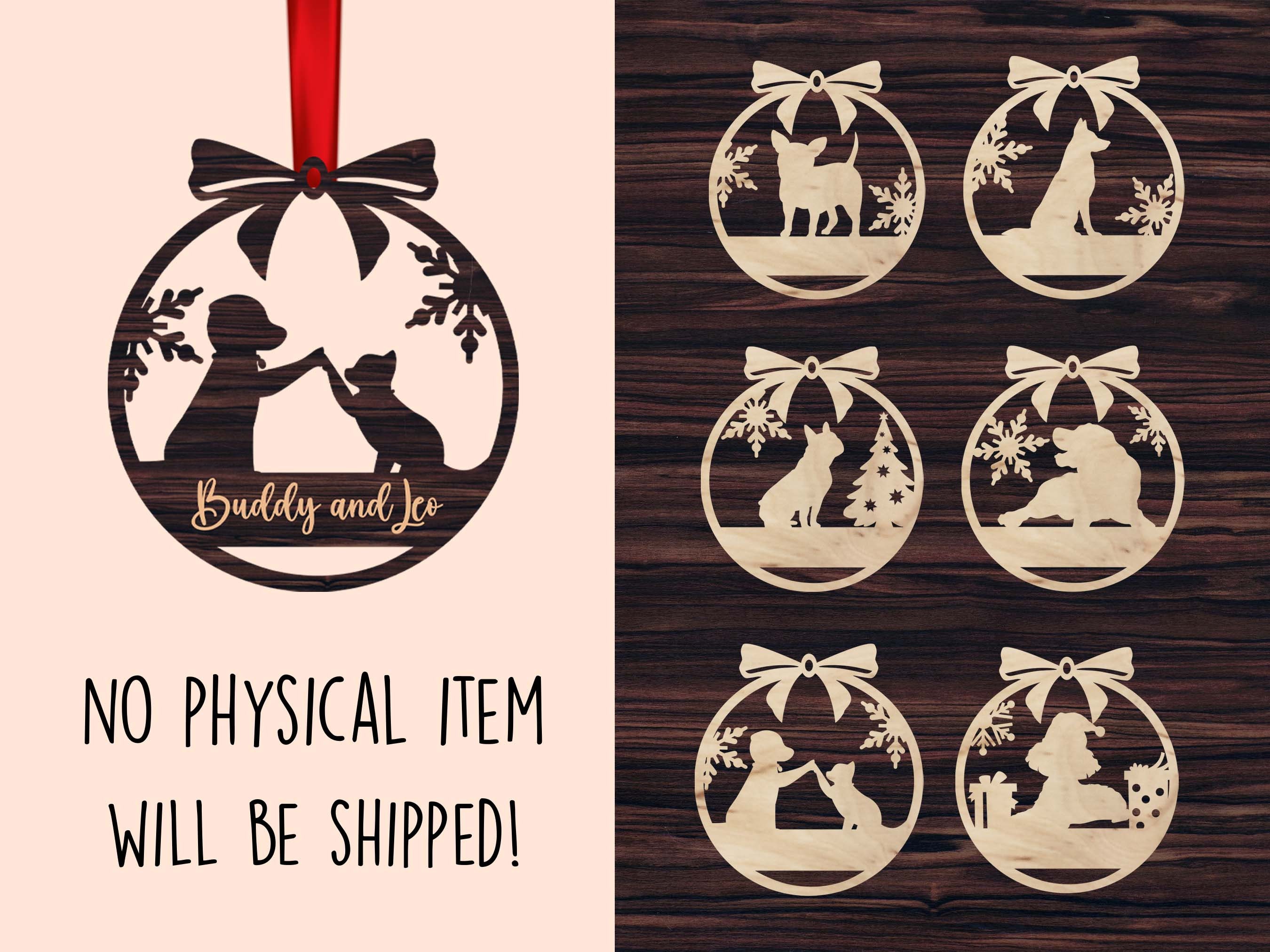 Dog Christmas Ornament SVG Bundle: Laser Cut Holiday Ornaments (digital ...