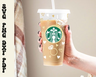 Bride Cold Cup SVG: Wedding Ring Hearts Design (Digital Download)