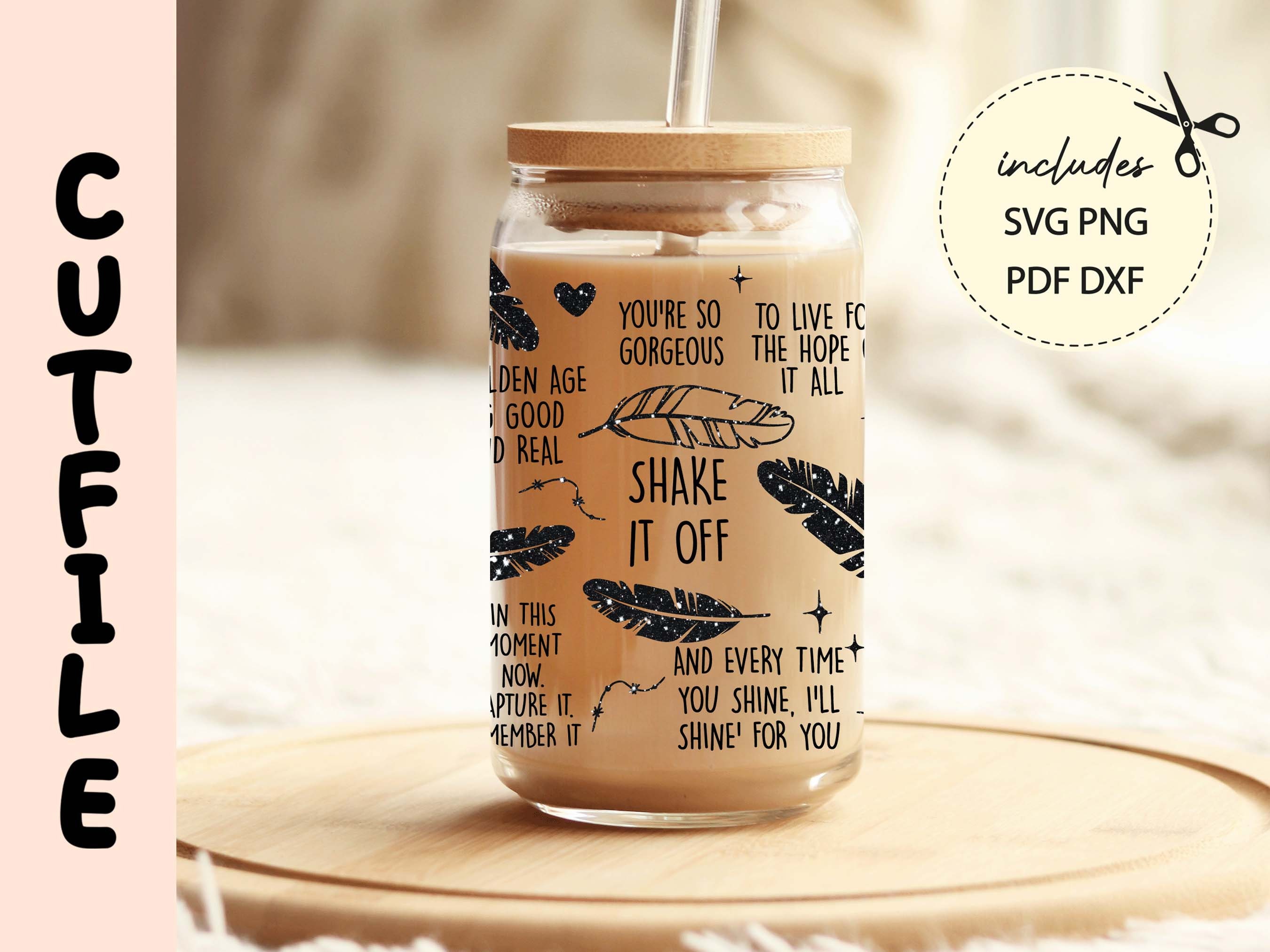 Swiftie - Taylor Swift beer can glass w/ bamboo lid & glass straw –  Allana's Custom Creations