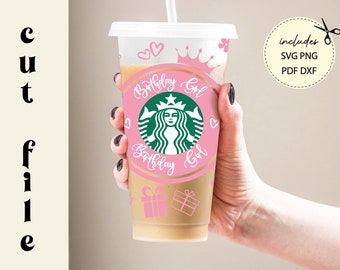 Birthday Girl Starbucks Cup SVG: 24 oz Cold Cup Template (Digital Download)