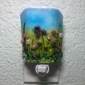 Fused Glass Night Light - Wildflower Fields Forever