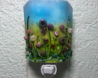 Fused Glass Night Light - Wildflower Fields Forever