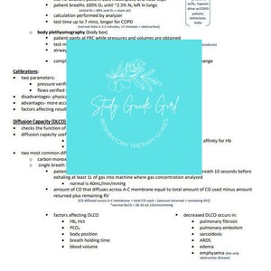 Peut inclure: Une illustration bleue et blanche d'une fille avec une couronne de fleurs, avec le texte "Study Guide Girl" et "Respiratory Therapy Guides". L'image est sur un fond bleu clair.
