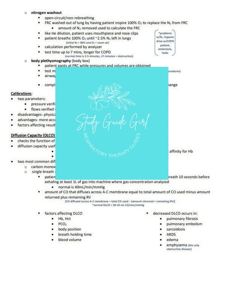 Peut inclure: Une illustration bleue et blanche d'une fille avec une couronne de fleurs, avec le texte "Study Guide Girl" et "Respiratory Therapy Guides". L'image est sur un fond bleu clair.