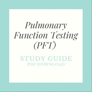 May include: A light blue square with a white border and the text "Pulmonary Function Testing (PFT) STUDY GUIDE PDF DOWNLOAD" in black.
