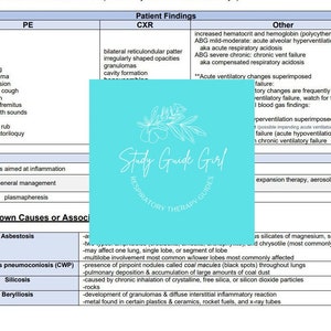 Study Guide - Interstitial Lung Disease - PDF Download - Etsy