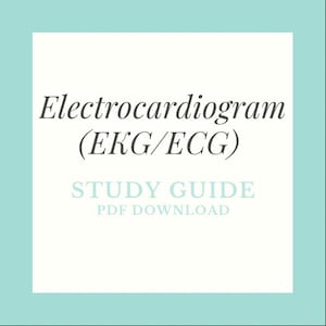 May include: A white square with a teal border contains the text "Electrocardiogram (EKG/ECG) STUDY GUIDE PDF DOWNLOAD".