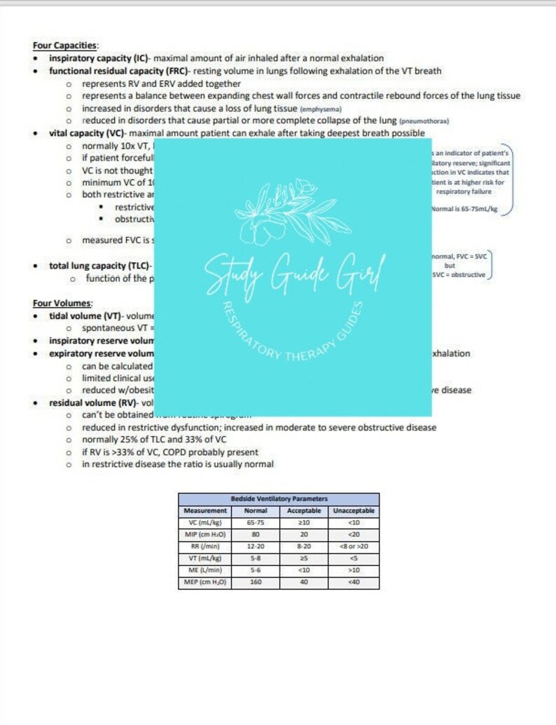 Guide d'étude sur les tests de la fonction pulmonaire PDF | Préparation à l'examen RT en thérapie respiratoire image 4
