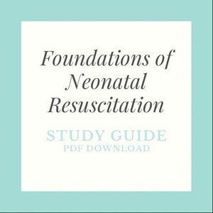 May include: A teal blue square with a white square inside. The text "Foundations of Neonatal Resuscitation STUDY GUIDE PDF DOWNLOAD" is in the white square.