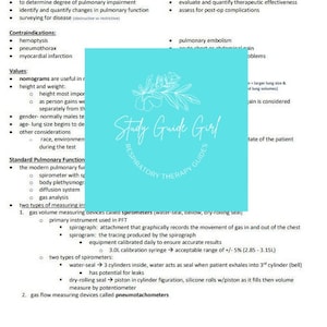 Peut inclure: Un guide d'&eacute;tude de la fille pour la th&eacute;rapie respiratoire avec un fond bleu et un motif floral blanc. Le texte "Study Guide Girl" est en blanc et le texte "Respiratory Therapy Guides" est en blanc et une police plus petite.