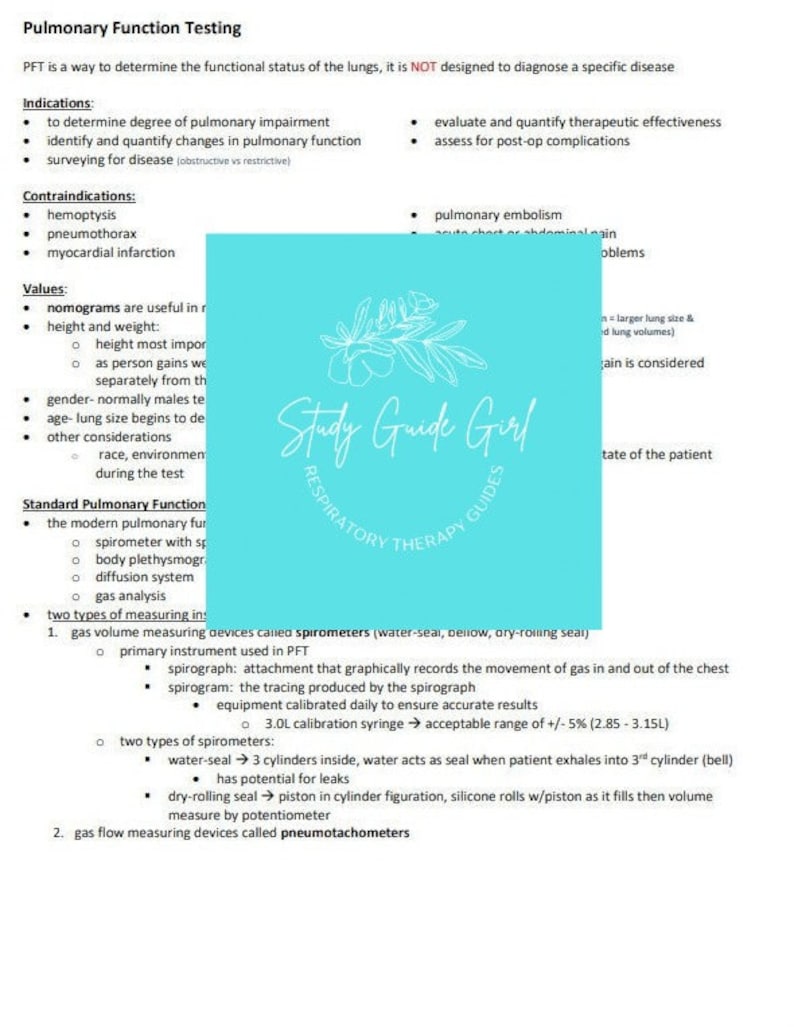 Peut inclure: Un guide d'&eacute;tude de la fille pour la th&eacute;rapie respiratoire avec un fond bleu et un motif floral blanc. Le texte "Study Guide Girl" est en blanc et le texte "Respiratory Therapy Guides" est en blanc et une police plus petite.