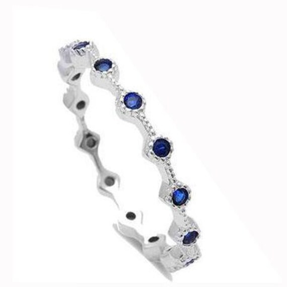 Blue Sapphire Eternity .925 Sterling Silver Ring Sizes 4-10 Blue Sapphire Eternity .925 Sterling Silver Ring Sizes 4-10