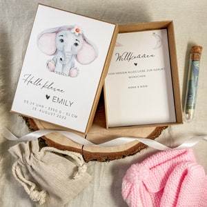 Geschenkbox zur Geburt EMILY | Personalisierbar | Geldgeschenk Geburt | Geschenkschachtel zur Geburt | Baby | Geschenk zum Baby