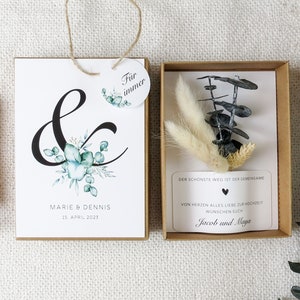 Geldgeschenk zur Hochzeit mit Strauß aus Trockenblumen BLUEBY  | personalisiert | Hochzeitsgeschenk | Geschenkschachtel für Geld