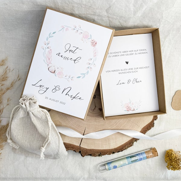 Geschenkbox zur Hochzeit ROSY | Personalisierbar | Geldgeschenk Hochzeit | Geschenkschachtel für Brautpaar