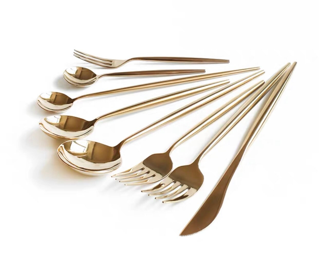 Gold Flatware Set 8 pieces Etsy