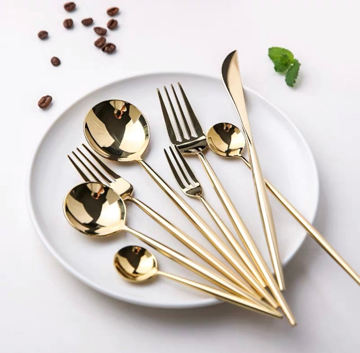 Gold Flatware Set 8 pieces Etsy