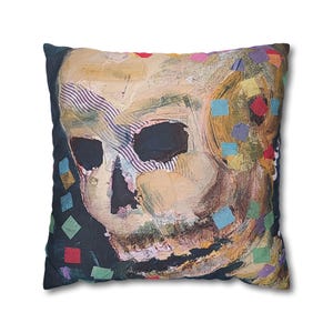 Skull HALLOWEEN Throw Pillow Cover | Confetti SKULL Gothic Home Decor Gift, Skeleton Room Decor, Horror Living Room Accent Pillow, 4 Sizes