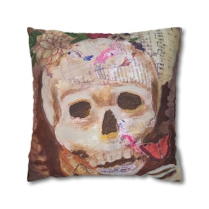 Skull HALLOWEEN Throw Pillow Cover | Day of the Dead SKULL Gothic Home Decor Gift, Skeleton Room Decor, Horror Living Room Accent Pillow